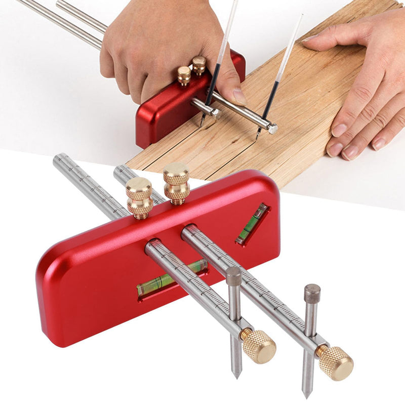 Wood Scribing Mortise Gauge, Double Head Aluminium Alloy Carpenter Tool, Adjustable Marking Gauge Woodworking Scribe for Carpenter
