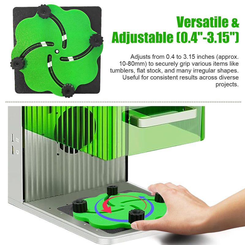 Adjustable Self-Centering Jig for xTool F1 Laser – Precise Alignment, Cover-Down Use, Stable Engraving on Various Materials (0.4"-3.15")