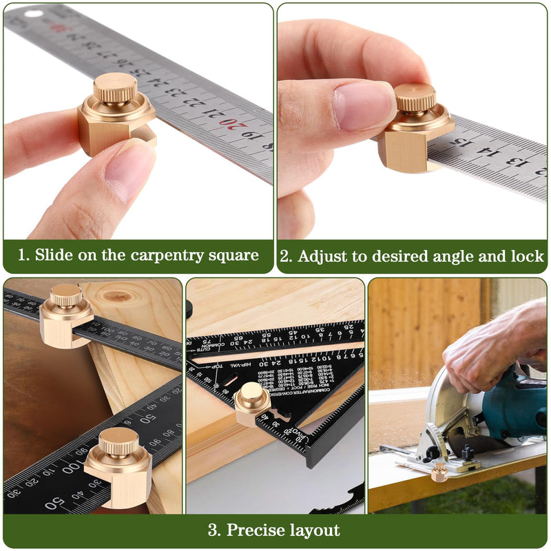 4 Pack Stair/Square Gauge Set for Framing Square, Stair Stringer Layout Tool for Circular Saw, Carpentry Squares and Rafter Layout, Aluminum Alloy Stair Gauge Tool