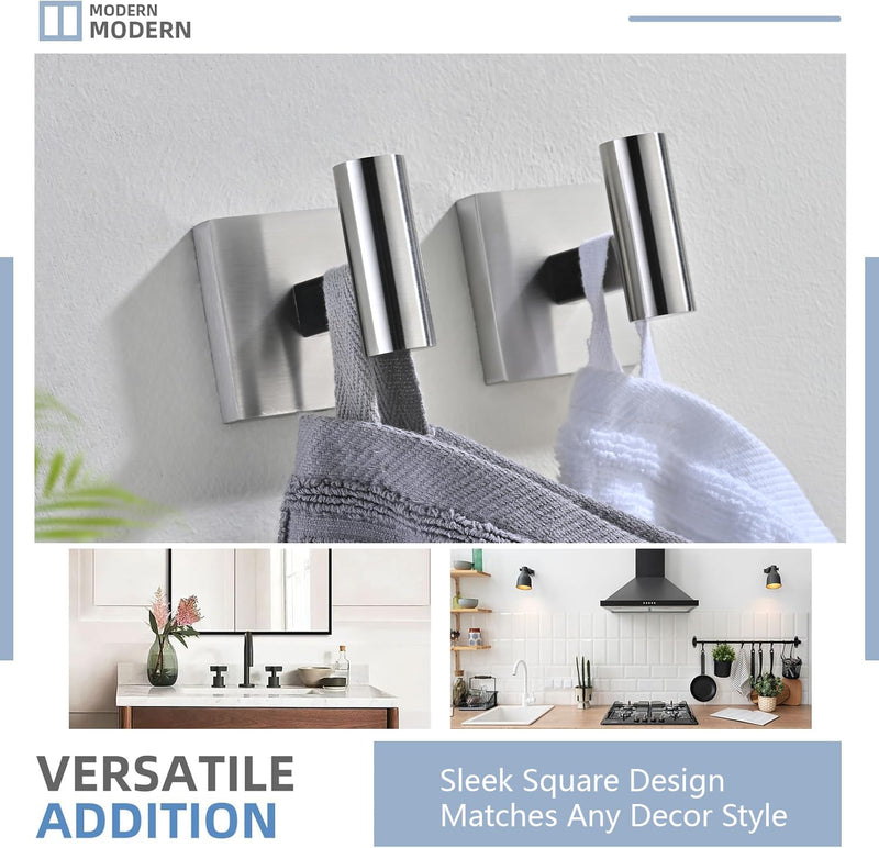 Toilet Paper Holder Wall Mount with 2 Towel Hooks, Brushed Nickel Bathroom Hardware Set, SUS304 Stainless Steel Toilet Paper Roll Holder and Robe Hook Set for Bathroom, RV, Kitchen