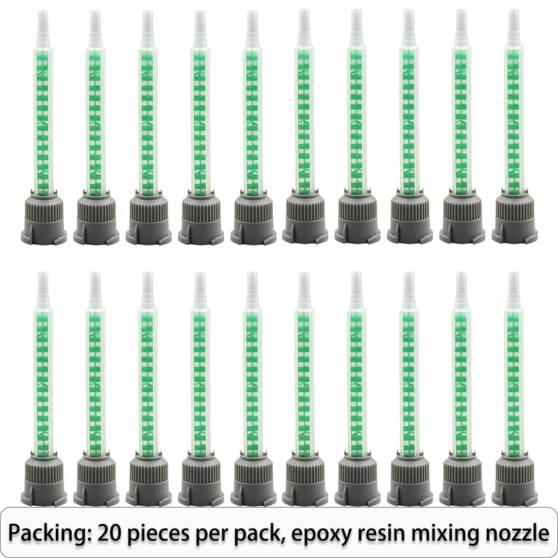 20 Epoxy Mixing Nozzles Adhesive Mixing Nozzle Tips Epoxy Gun Mixer Glue Gun Applicator Kit for 50ml/1.7oz 1:1/2:1 Ratio