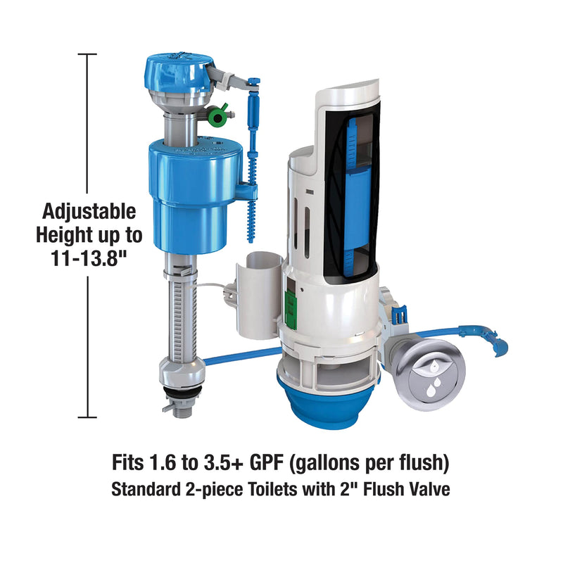 Danco HyrdroRight Water-Saving Toilet Tank Repair Kit with Dual Flush Valve, Includes Dual Push Button Handle in Chrome, (HYR460) Pack of 1