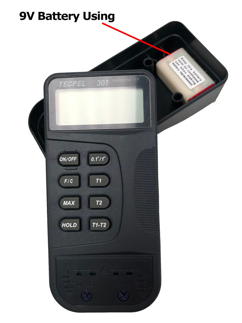 TECPEL DTM-307 Digital Thermometer with 2 k Type thermocouple Sensor Probe (TPK-01)