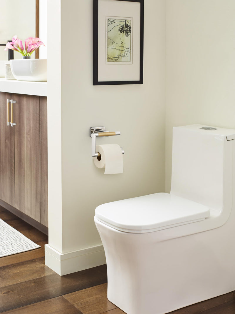 Amerock Esquire 5-7/8 inch (149 mm) Length Polished Nickel/Champagne Bronze Single Post Tissue Holder, BH26617PNCZ