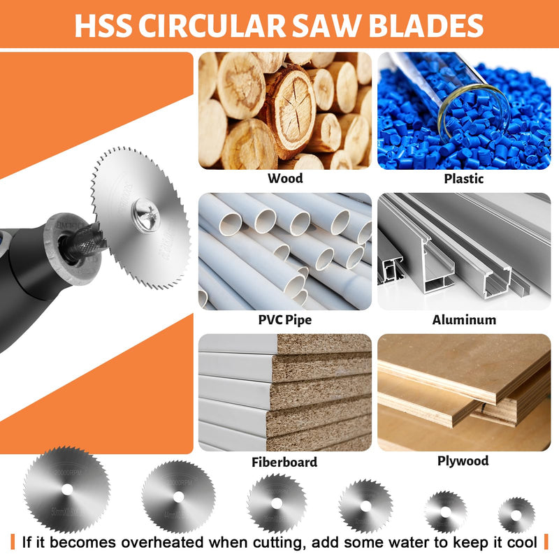 Cutting Wheels Set for Dremel Rotary Tool,10pcs Resin Cutting Discs,10pcs Diamond Cutting Wheels,5pcs HSS Circular Saw Blades,20pcs Sanding Drum for Cutting Metal,Wood