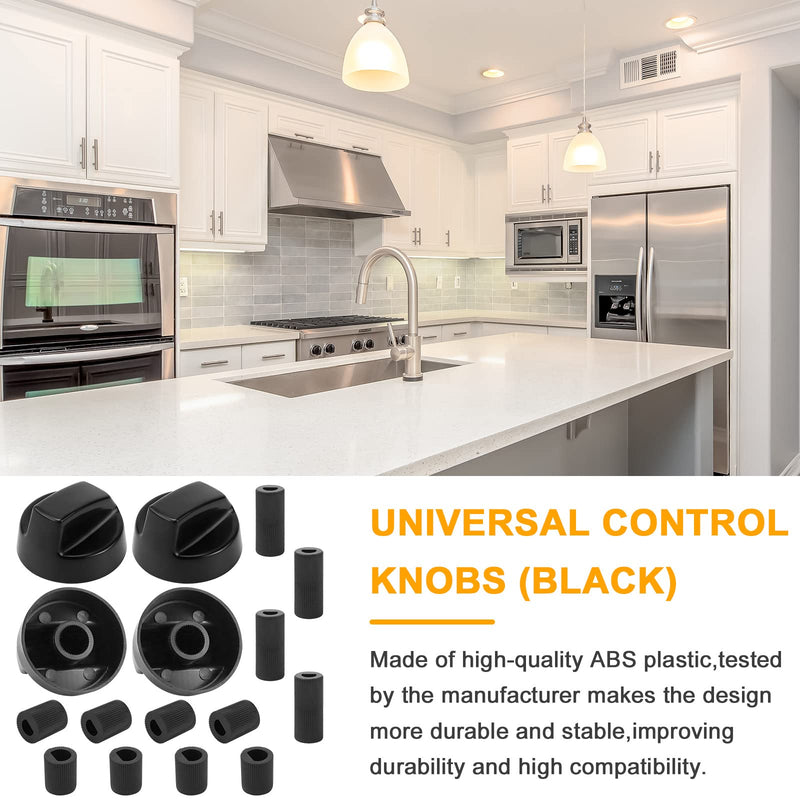AMI PARTS Black Oven Control Switch Knob with 12 Adapters for Oven/Stove/Range Universal Knobs Wide Application