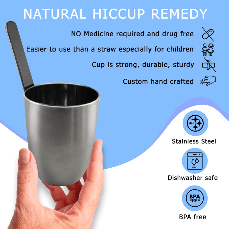 The Hiccup Cup. Hiccups Relief Instantly. Stop Hiccups Naturally. Simpler to use than a straw. No Hiccups Medicine. Stainless Steel.