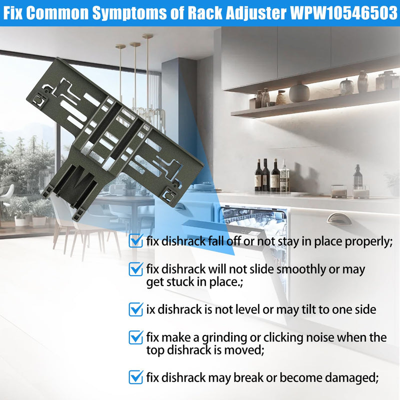 Upgraded WPW10546503 Dishwasher Top Rack Adjuster For Kitchenaid Dishwasher Parts Upper Rack W10546503 Dishwasher Replacement Parts For Whirlpool Kenmore Dishwasher Upper Rack KDTE334GPS0 KDTM354DSS4