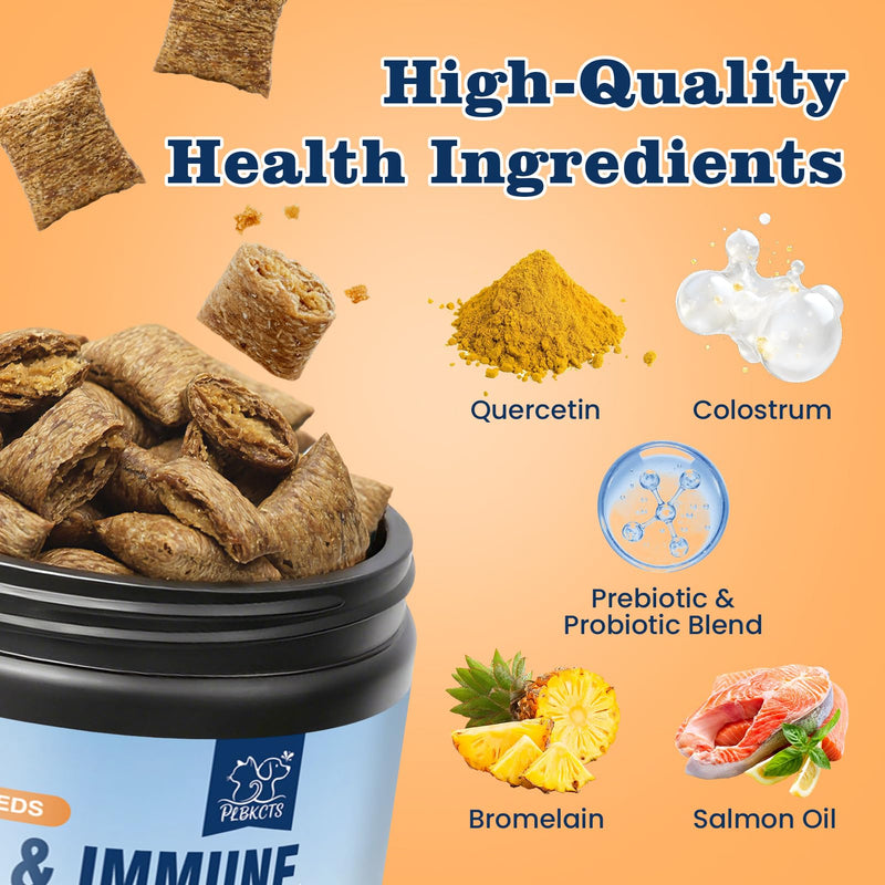 Dog Allergy Chews-120 Crunchy & Creamy Chews, anti-Allergy & Itching Skin Relief Bites Immune Support, with Omega 3 Fish Oil Probiotics for Seasonal All Issues Allergies Made in USA Chicken Flavor 120 counts
