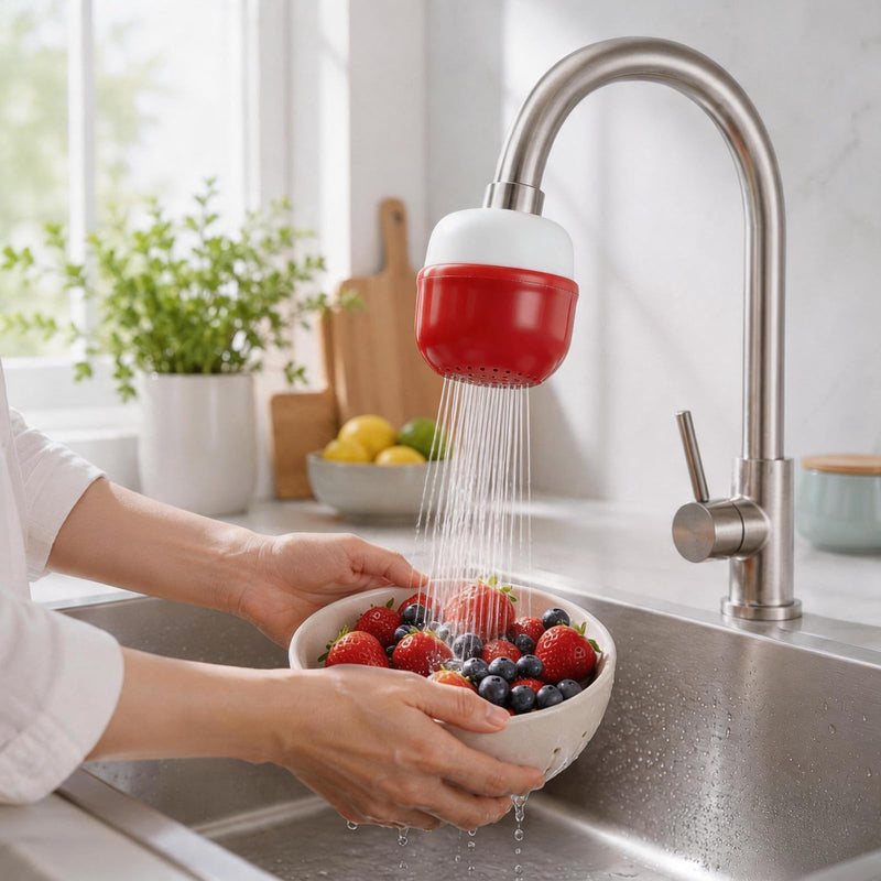 M METERXITY 2-Pack Mushroom Shaped Faucet Water Filter, Red/Green