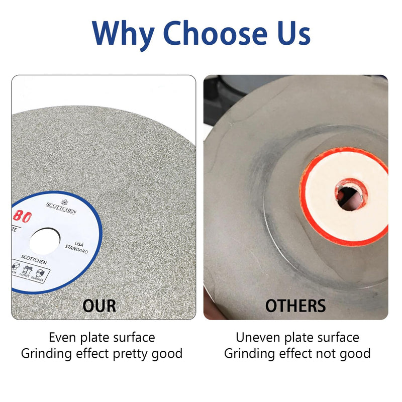 SCOTTCHEN Diamond Flat Lap Wheel 6" x 1/2" Arbor Grinding Sanding Disc Lapping Polishing Disc-80 Grit 80 Grit