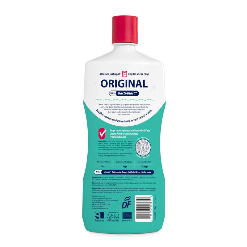 Dental Fresh Water Additive for Dogs and Cats, Clean Teeth and Fresh Breath, Daily Pet Oral Care, Flavorless, 32 fl oz 32 Fl Oz (Pack of 1)