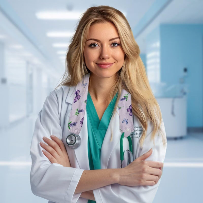 Rnyleeg Purple Stethoscope Cover Scrunchie for Women Butterfly Lavender Stethoscope Sleeve for Nurses Doctors Universal Medical Stethoscope Accessories for Work