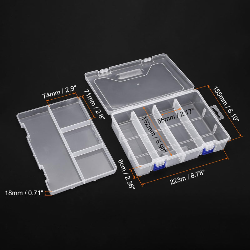HARFINGTON 2pcs Component Storage Box 8 Grids PP Electronic Organizer Box Double Layer with Adjustable Driver Hardware Containers Tools Boxes for Small Accessories 2