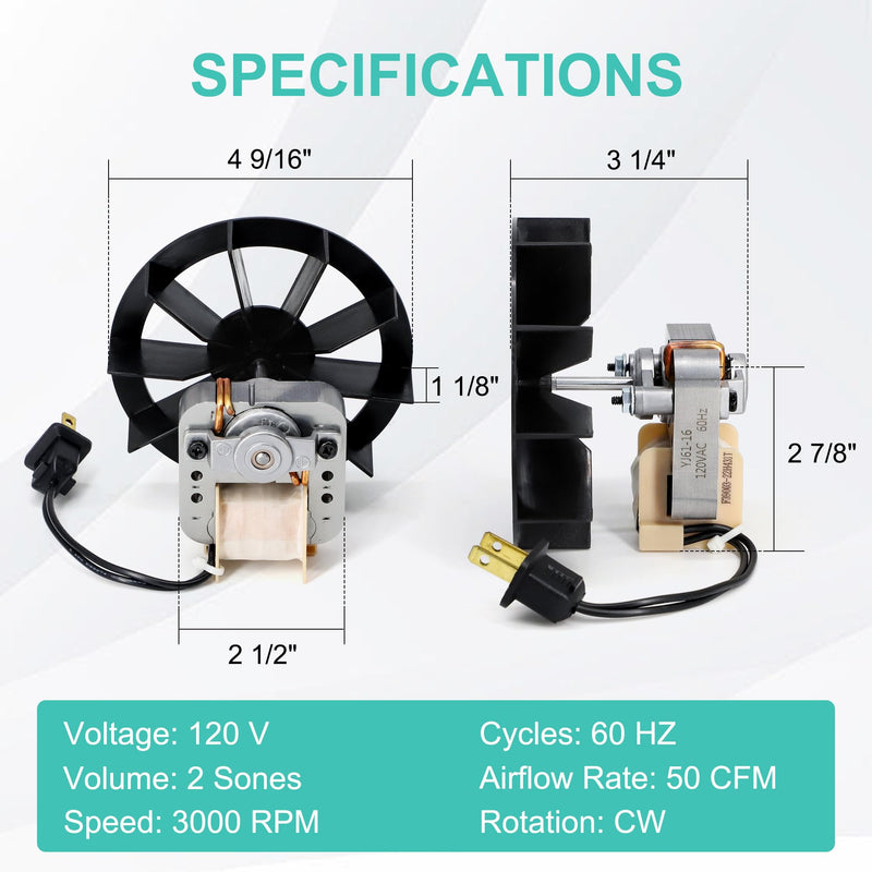 696N-R02 B Unit S97012026 Fan Motor Compatible with Broan 688-K 688-J 688-H 663G, Nutone 695-R02 B 695-R03 B 696N-R01 B Bathroom Exhaust Fan Motor Replacement Motor & Blower Wheel