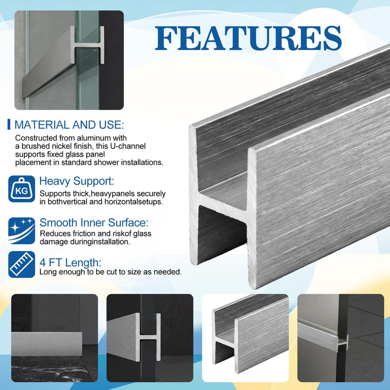 Wesiti 2 Pack 4 ft - 1/4″ Aluminum H Channel Molding - 6063-t6 Anodized Aluminum Divider Moulding, Satin Finish for Plywood, PVC, Posters, Signs, Frames & Display Stands