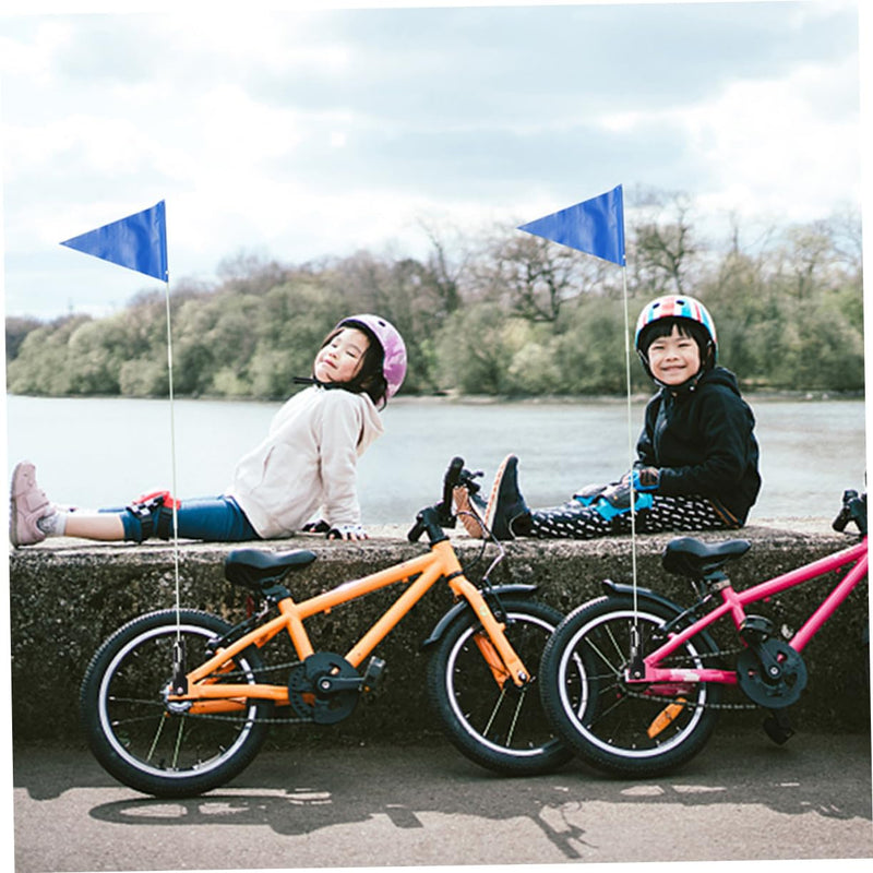 Kisangel 2Sets Bike Flags With Pole Reflective Flagpole Safety Cycling Flag Bicycle Flag Kit Safety Flag Banner for Sign Warning Flag Riding