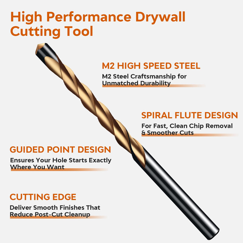 50PCS Drywall Router Bits, 1/8" Drywall Cutting Bit | M2 HSS Guide Point Bits for Spiral Saws and Rotary Power Tools, Designed for Clean Gypsum Board Cutting