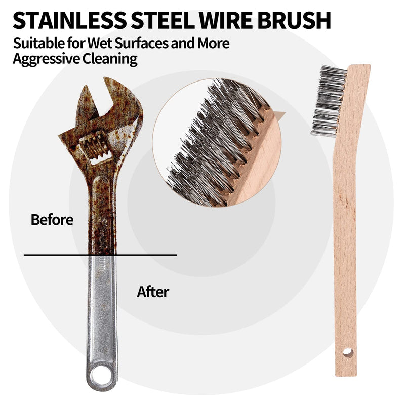 Wood Handle Wire Scratch Brush Sets (18, 18Pack-7in Stainless Steel Small Wire Scratch Brushes with Beech Wood Handle) 18