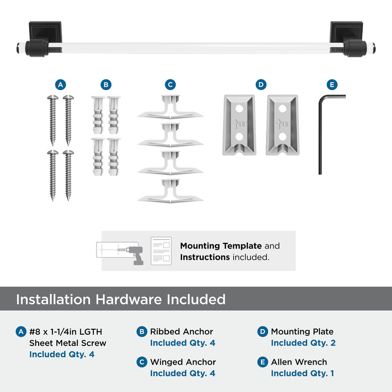 Amerock BH36063CMB | Clear/Matte Black Towel Bar | 18 in (457 mm) Towel Rack | Glacio | Bathroom Towel Holder | Bathroom Hardware | Bath Accessories