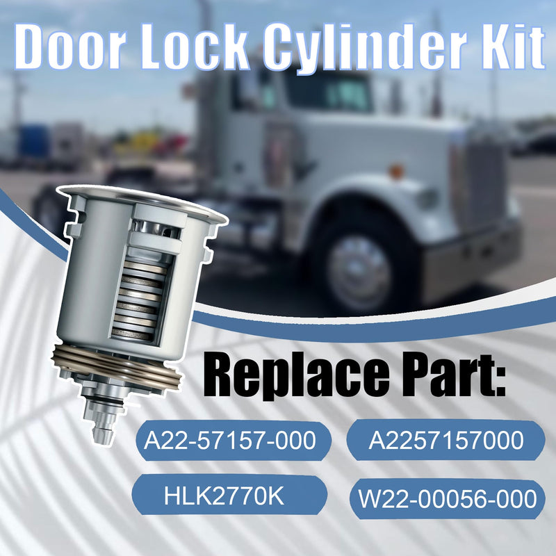 Door Lock Cylinder Kit Compatible with Classic FLD112, Freightliner, Century, Columbia, Condor Base, Argosy Base, Cascadia 2003-2012 Replace for A22-57157-000 A2257157000 W22-00056-000 HLK2770K