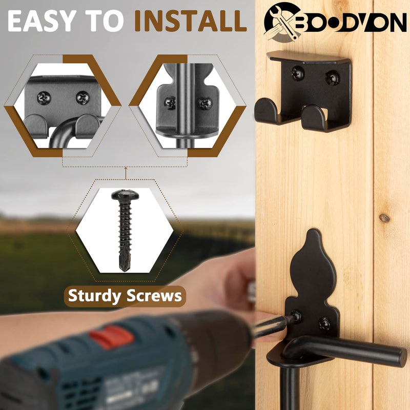 24 Inch Cane Bolt Gate Drop Rod Heavy Duty Gate Hardware, Gate Ground Latch for Wooden Fences, Metal Gates Doors Stopper for Gate Ground, Wrought Iron Gate Latches, Black Finish(2 Pack) 2 24 Inch