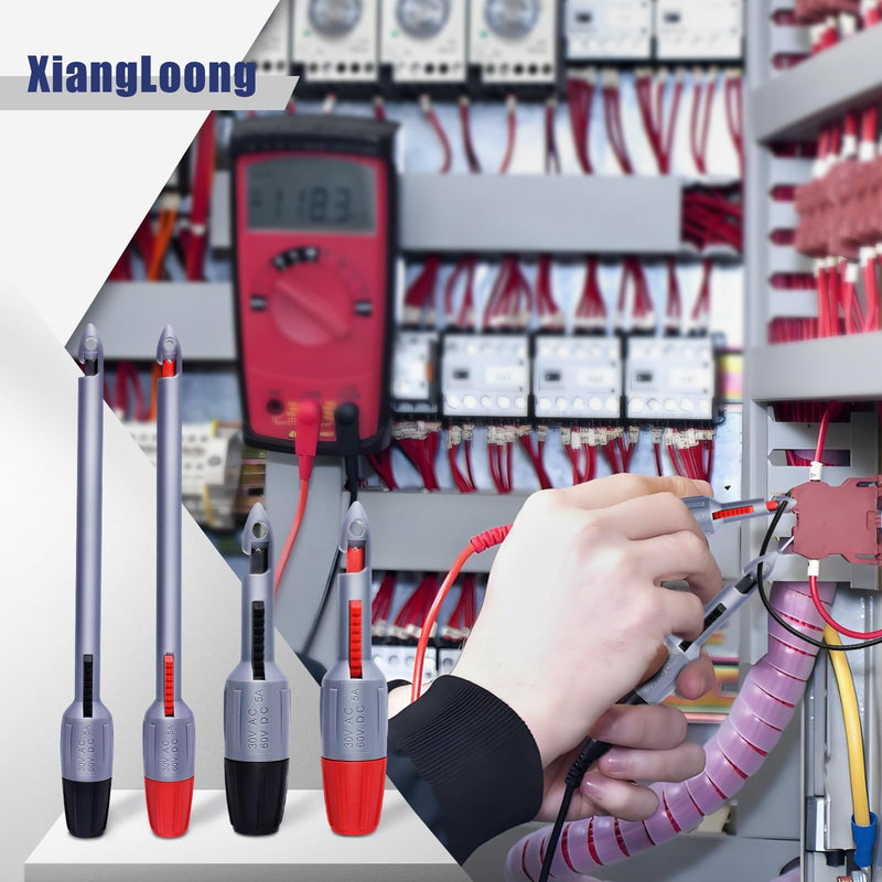 Wire Piercing Probe‌ Test Leads Set with 2mm/4mm Banana Plugs - Insulation ‌Piercing Probes‌ Clips for Safe Multimeter Testing on Automotive Electrical Circuits, Wires, and Terminals （4mm Long-Short） 4mm Long- Short 4PCS