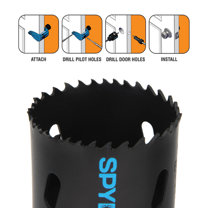 Spyder 5-Piece Rapid Core Eject Door Lock Installation Jig and Bi-Metal Hole Saw Kit, 1-inch and 2-1/8-inch 5-Piece Set
