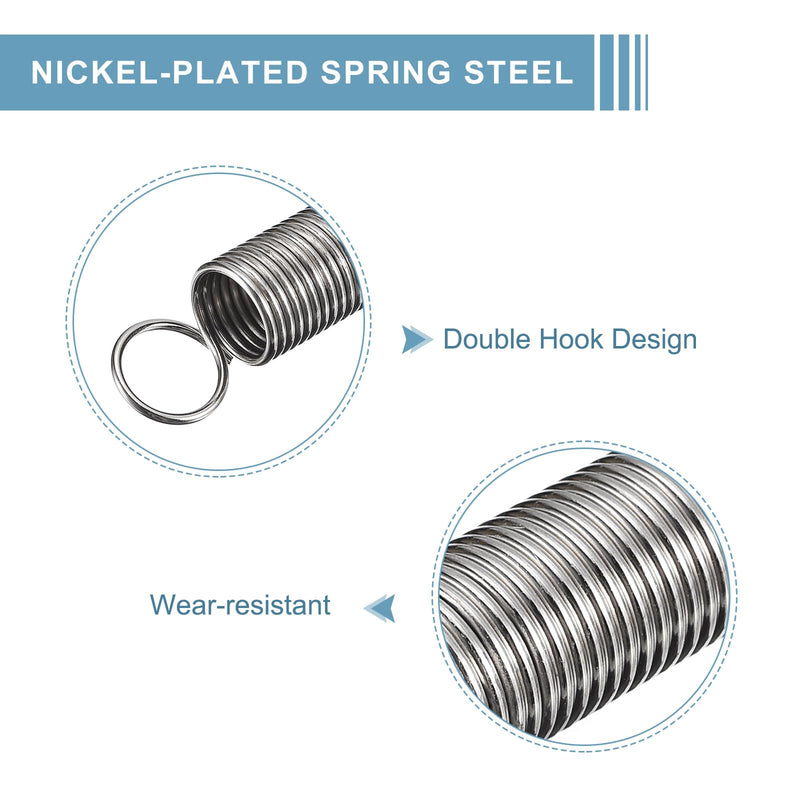 uxcell 1Pcs Extended Spring 7/16 Inch x 10-1/4 Inch, 0.043 Inch Spring Steel Dual Hook Tension Springs for Machinery Construction Industrial 1