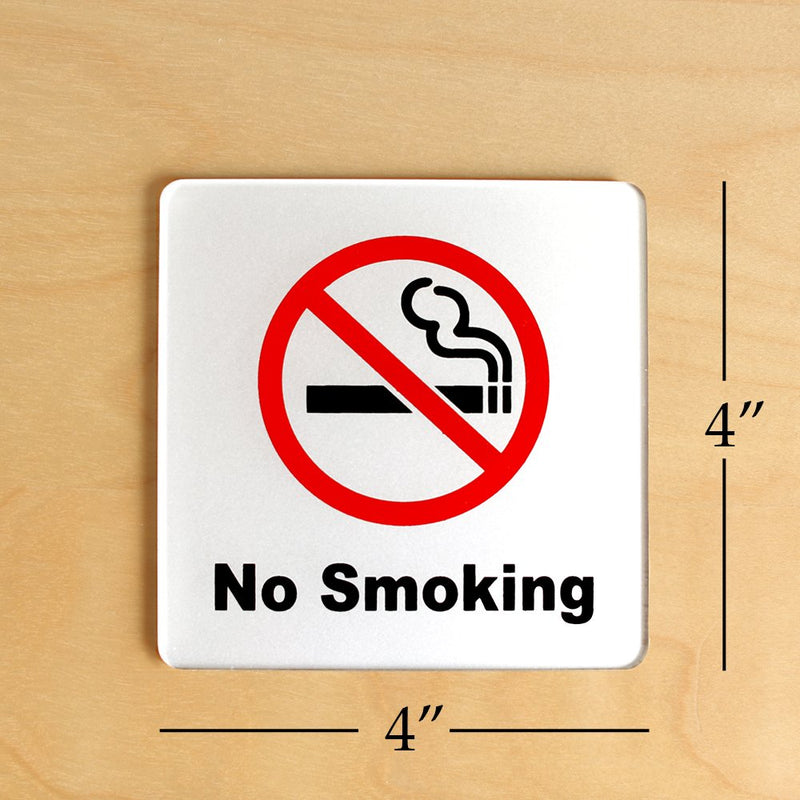(2 Pack) No Smoking Sign 4x4'' (Acrylic-Classic) with 3M Self Adhesive; Rust Free; For Car, Business, Indoor, or Outdoor Use 2