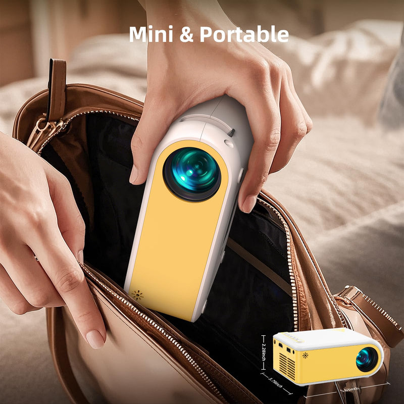 KSAN Mini Projector, Projector with WiFi and Bluetooth, 1080P Support Movie Projector with Built-in Speaker, Compatible with Smartphone, HDMI, USB, AV, Fire Stick, PS5 for Home, Bedroom, Outdoor Use 240ANSI