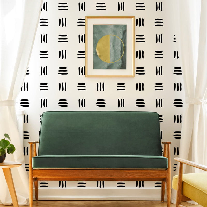 6 Pack 14'' Modern Herringbone Geometric Brick Hexagon Boho Lines Wall Stencils for Painting Large Pattern on Wall, Reusable Decorative Template for Scandinavian Painting Wall Décor