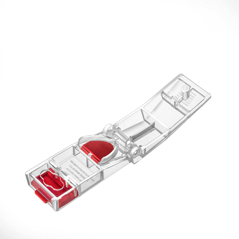 MAXSPLIT Pill Splitter and Cutter with Pill Puncher - Cuts Small and Large Pills, Vitamins, or Tablets with Stainless Steel Blade - Non-Slip Press Point Pill Splitter (Red)