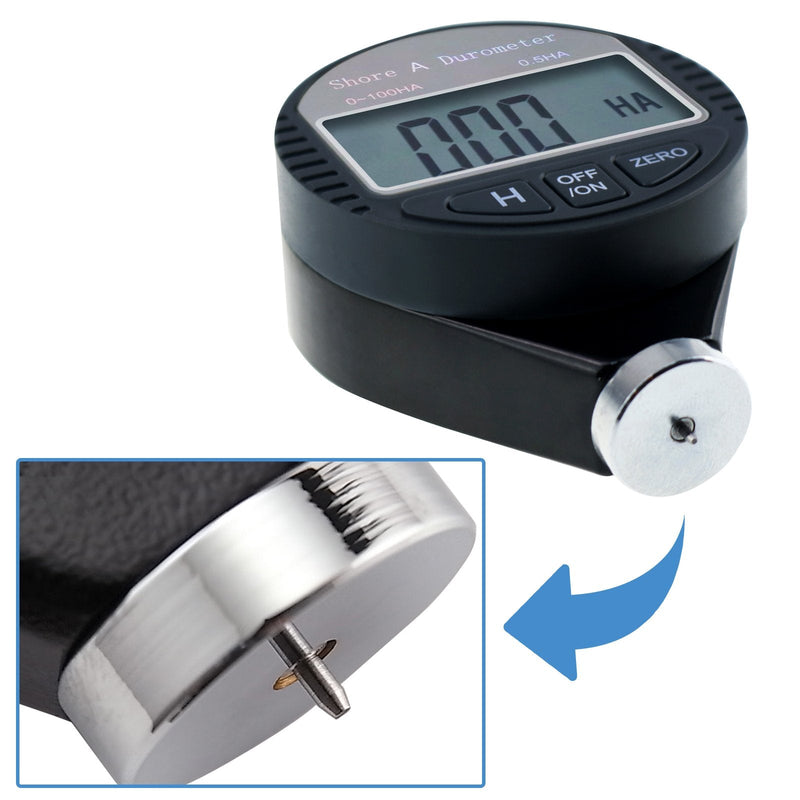 Shore A Rubber Portable Hardness Meter, Pocket Size 0-100HA Digital Hardness Durometer Meter Tester with Large LCD Display, Suitable for Rubber, Leather, Resin, Fiber, Glass, and Wax Hardness A