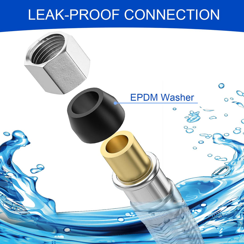Universal Flexible Faucet Hose Connector, 24-Inch x 3/8" Comp x 1/2" FIP, Premium Braided Stainless Steel Faucet Water Supply Line for Kitchen Bathroom Sink Faucet (2-Pack) 24 Inch