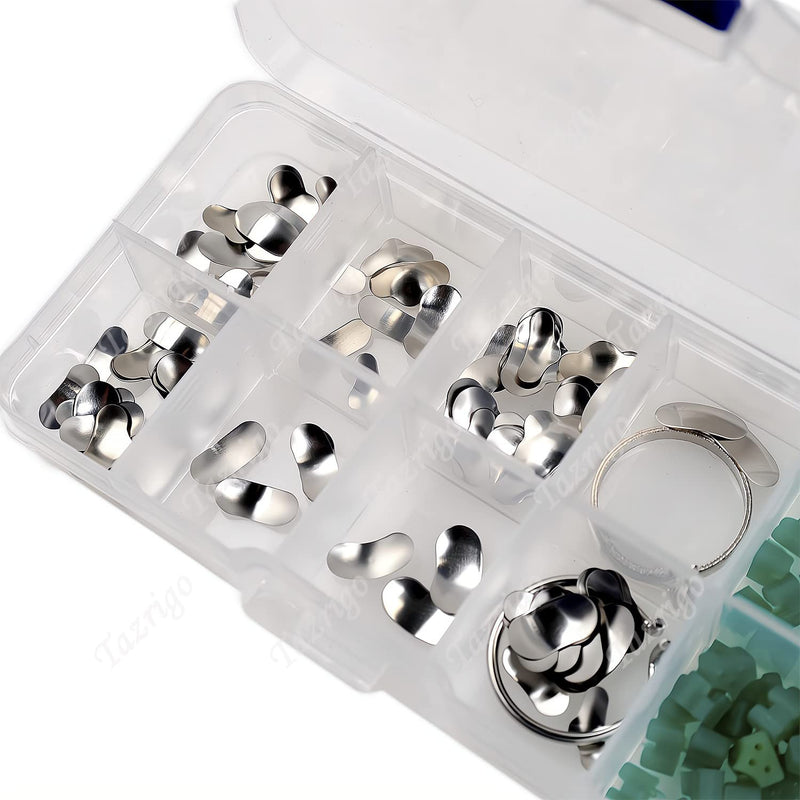 100Pcs/box Dental Matrix Dental Sectional Contoured Matrices Matrix Ring Delta Wedges Full Kit Silicone Dental Add-On Wedges