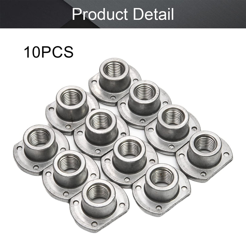 MroMax Weld Nuts,M10 Tab Base UNC Carbon Steel Machine Screw 4 Projection Silver 10Pcs M10 Four-point welding 10