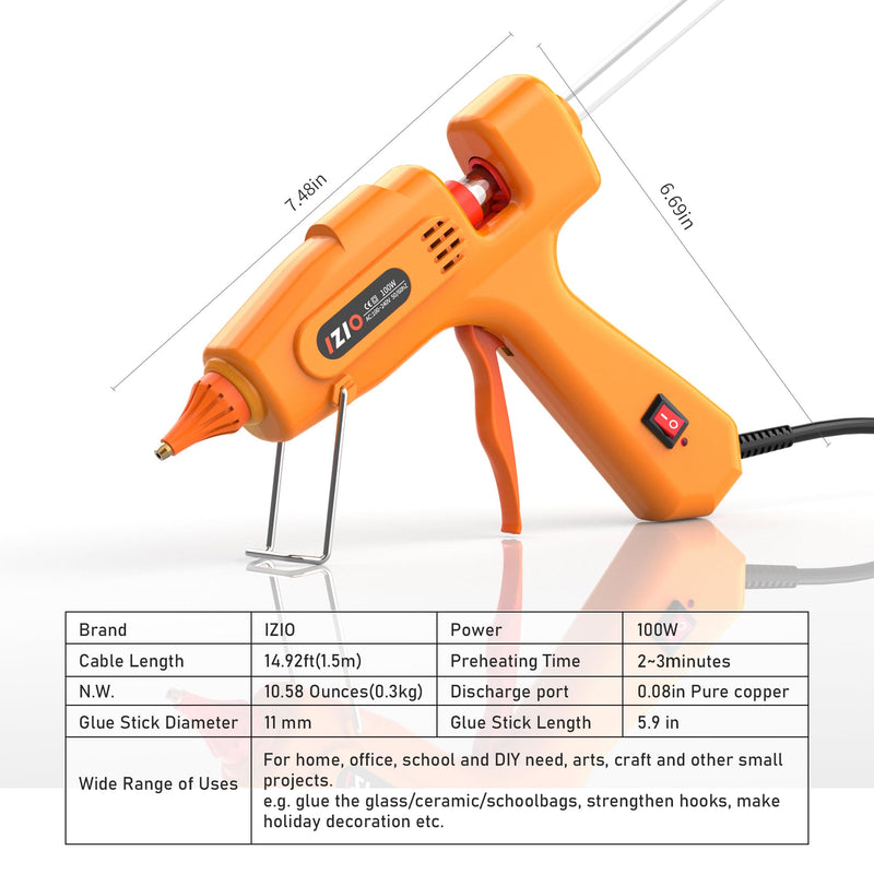IZIO hot glue gun and sticks set with 21 glue sticks(7/16"), storage pouch, copper nozzle,Equipped with anti scalding mouth, safe switch, ergonomic grip, lightweight for diy projects, home repairs. Pink