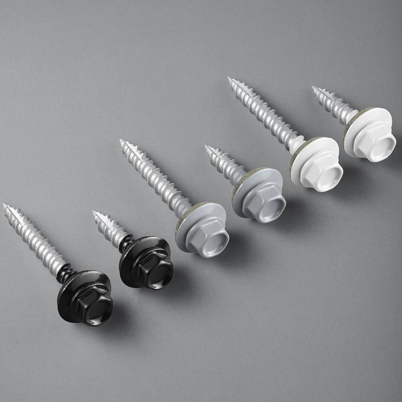 Metal Roofing Screws #10 × 1 1/2 Inch, 64pcs White Ruspert Coating Hex Head Sheet Metal Roof Screws, Self Starting Metal to Wood Siding Screws, EDPM Rubber Washers 10 x 1.5" White 1lb per box