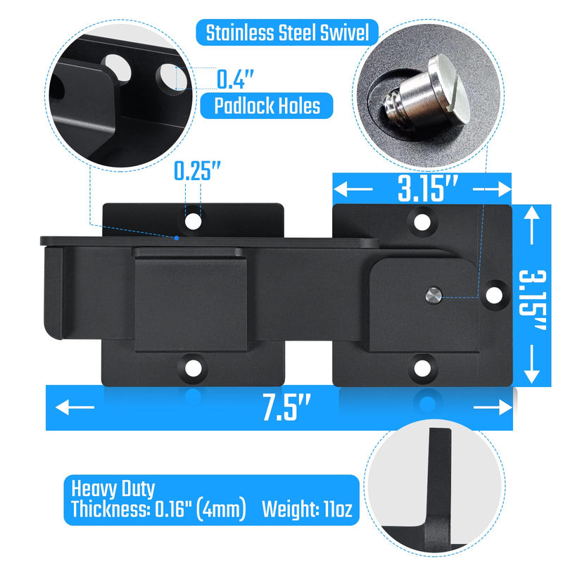 7.5" Flip Gate Latch Lock with Padlock Hole, 4mm Heavy Duty Aluminum Alloy Adjustable Door Latch for Sliding and Swing Open Door, Outdoor Gate, Wooden Fence, Barn Door, Shed, Garage, Yard 1