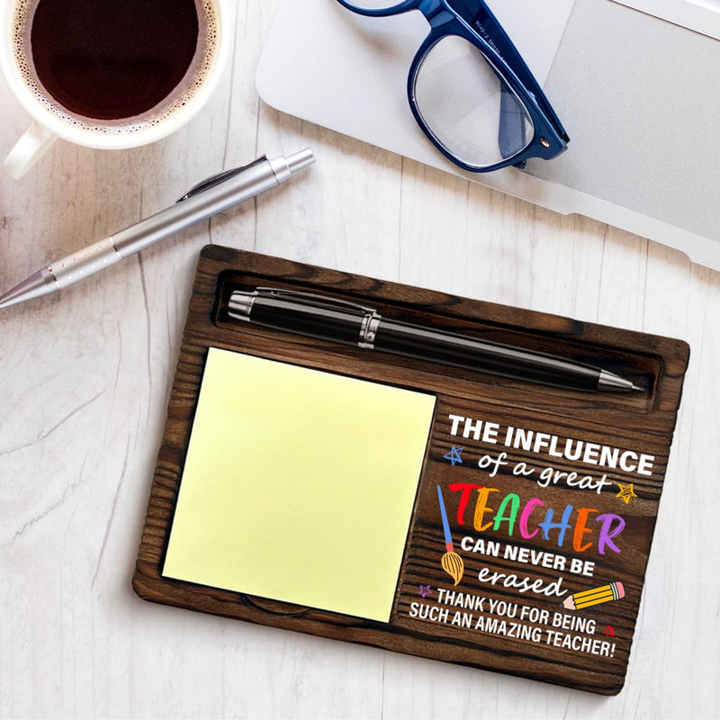 Thank You Teacher Gifts for Women Men Sticky Note Holder Teacher Appreciation Gifts The Influence of a Great Teacher Can Never Be Erased Self-Stick Note Pad Holders Home Office Decor