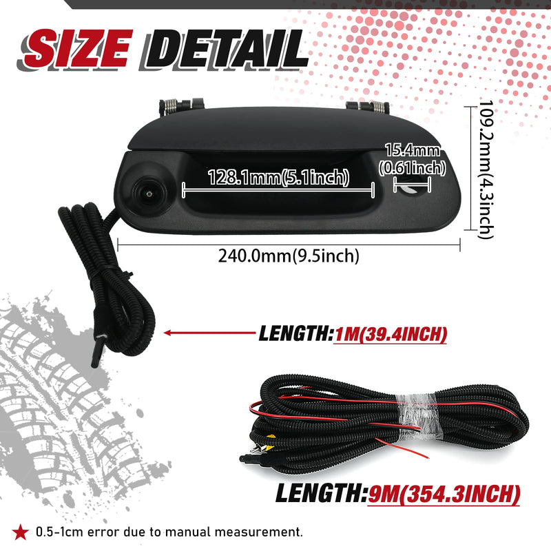 Rear Tailgate Trunk Handle w/Backup Camera Comes with RCA Plug Parking Guideline for F150 F250 F350 F450 F550 1997-2007 for Explorer Lobo 2001-2005 7L3Z-9943400-AA F150-F550 1997-2007