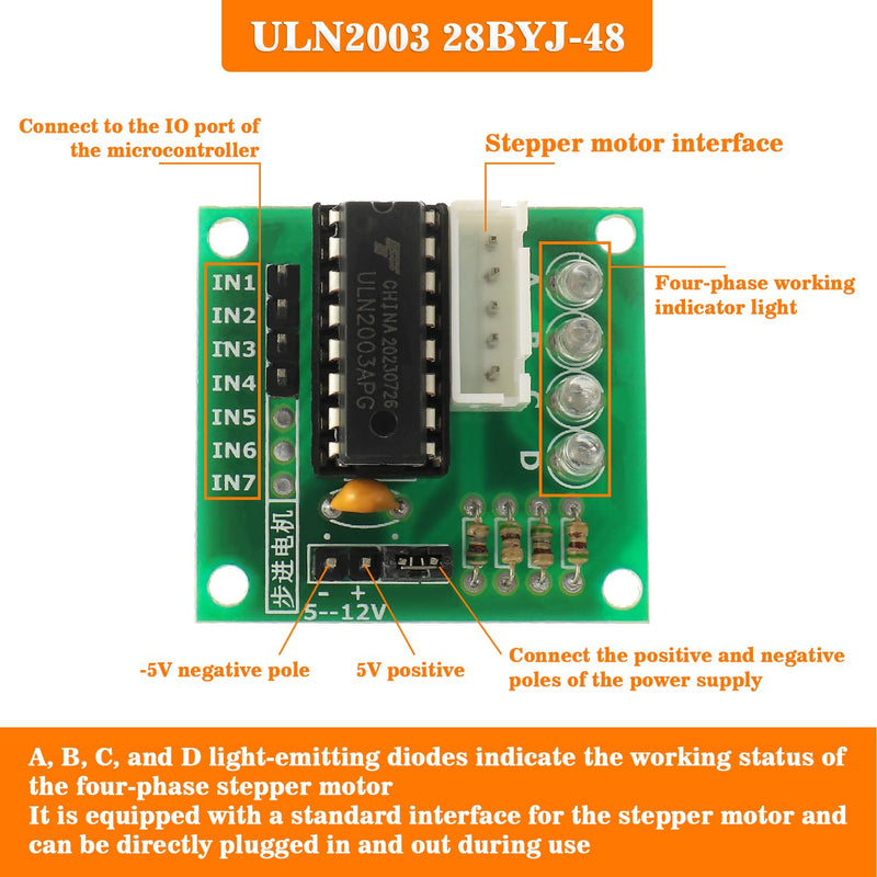 5pcs 5-Wire 4-Phase by 28BYJ-48 Stepper Motor, with 5 pcs ULN2003 5V Chip Stepper Motor Driver Board, Motor Cable Kit for Arduino PI PIC Raspberry Pi