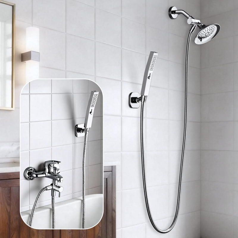G-Promise All Metal High Flow Shower Diverter Valve with Adjustable Shower Head Holder, Universal 3-Way Splitter with Pause Mode for Handheld and Fixed Spray Head Adapter Replacement (Chrome) Chrome