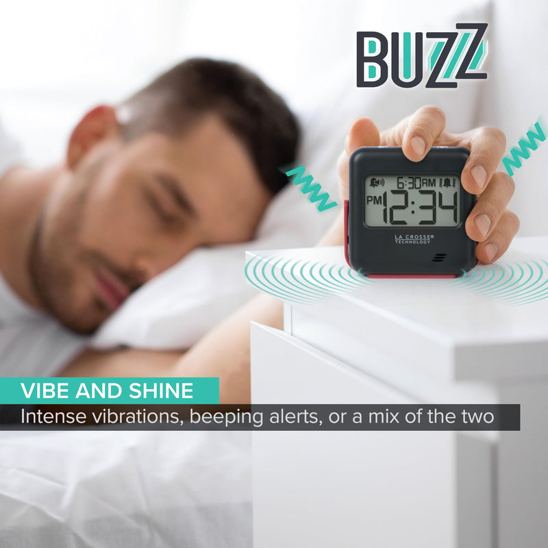 La Crosse Technology 617-147 Buzz Digital Alarm Clock with Vibration and Loud Sound