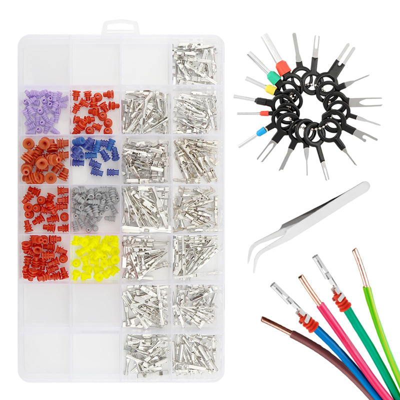 500Pcs Connector Pins Kit Car Electrical Wire Terminal Pins Connector Kit 1/1.5/1.8/2.2/2.8/3.5mm Non-Insulated Plug Removal Male Female Crimp Pins(Color:as Shown) as shown