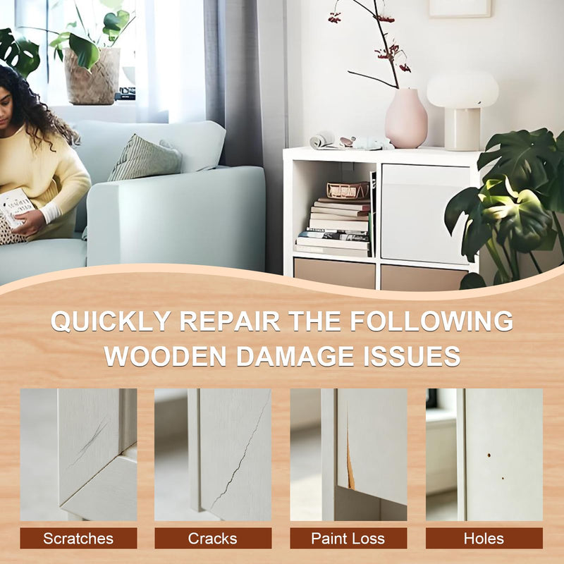Wood Furniture Repair Kit (White/White Stain) for IKEA White/White Stain for Hemnes / Kallax / Bestå / Malm / Brusali / Pax / Nordviken / Storklinta / Gullaberg / Billy / Alex / Lagkapten / Lack / Micke