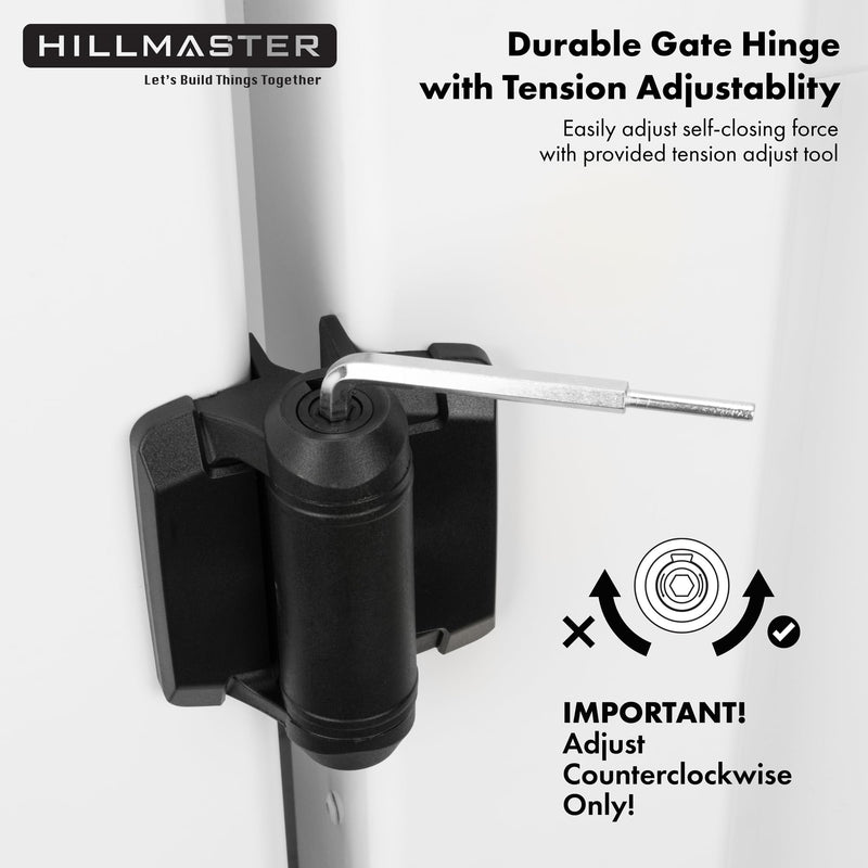 Heavy Duty Self Closing Gate Hinges with Safety Cap,Pool Gate Hinges with Alignment Legs No Rust and Adjustable Fence Hinges Kit for Outdoor Metal Gate,Vinyl Gates,Wood Gate,Black,2 Count