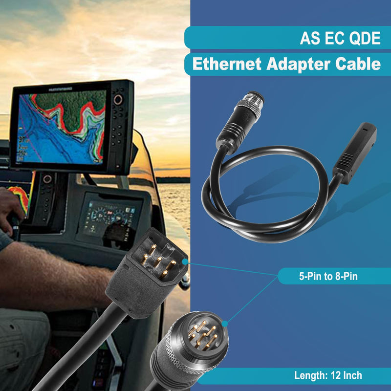 720074-12 AS EC QDE 12 Ethernet Adapter Cable Fits for Helix 7, Helix 8, Helix 9, Helix 10, Helix 12 and Helix 15 Fish Finders