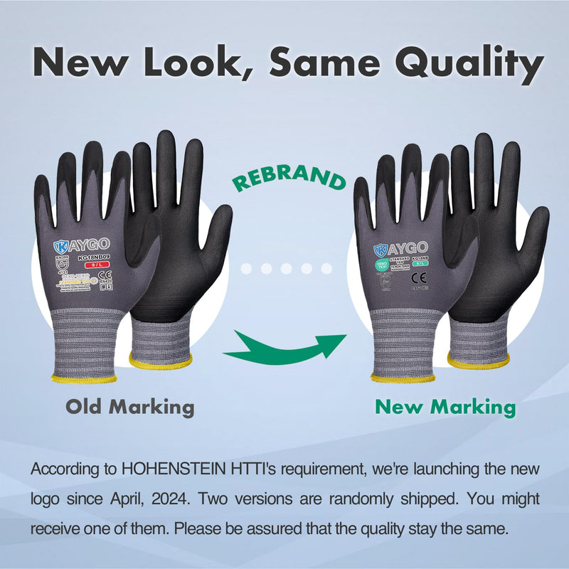 KAYGO Safety Work Gloves MicroFoam Nitrile Coated, 12 Pairs KG18NB,Seamless Knit Nylon Glove for Men and Women, Ideal for Automotive,Warehouse,Construction (Small,Gray) Gray Small (Pack of 12)